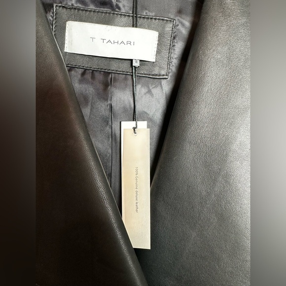 T Tahari Black Leather Jacket for Women - Picture 2 of 12